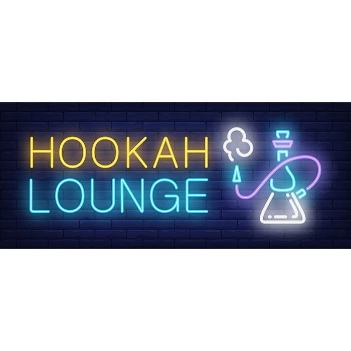 hookah lounge neon sign 1 آبگرم - سالن - حروف - با - حوله - بنفش - واقع بینانه - حوله نرم - پشته - گلهای گرمسیری