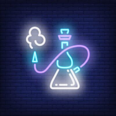 تصویر قلیان با دود سبک نئون بصورت آیکون