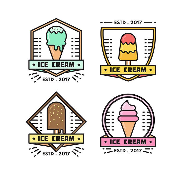 ice cream badge collection 1 وکتور فرفره دست ساز - کاغذ رنگی