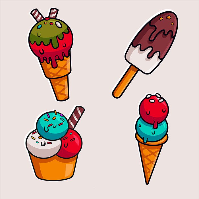 ice cream icons bright flat colorful classic sketch 1 1 لوگو دیزاین طرح بال