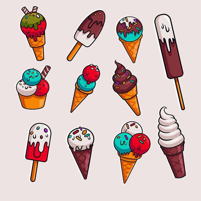 ice cream icons collection colorful tasty shapes 1 1 مجموعه-وکتور-بستنی-آیکون