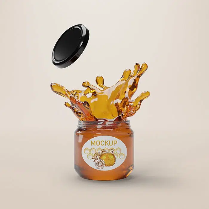 تصویر با کیفیت شیشه عسل 1 jar with liquid honey 1 شیشه با مایع عسل