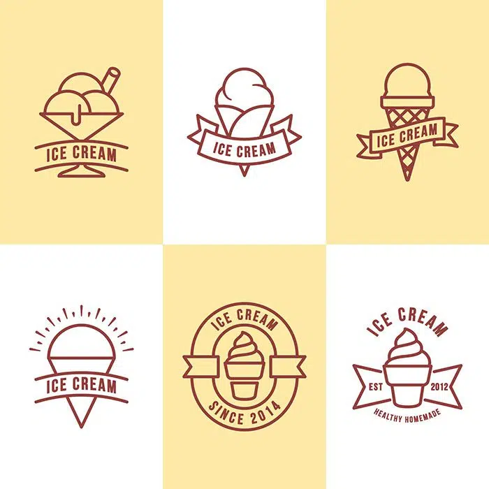 linear flat design ice cream label pack 1 بسته بندی برچسب بستنی با طرح تخت خطی