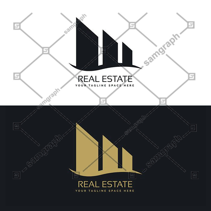 logo design concept real estate business 1 شهری-سیاه-سیلوئت-با رفلکس