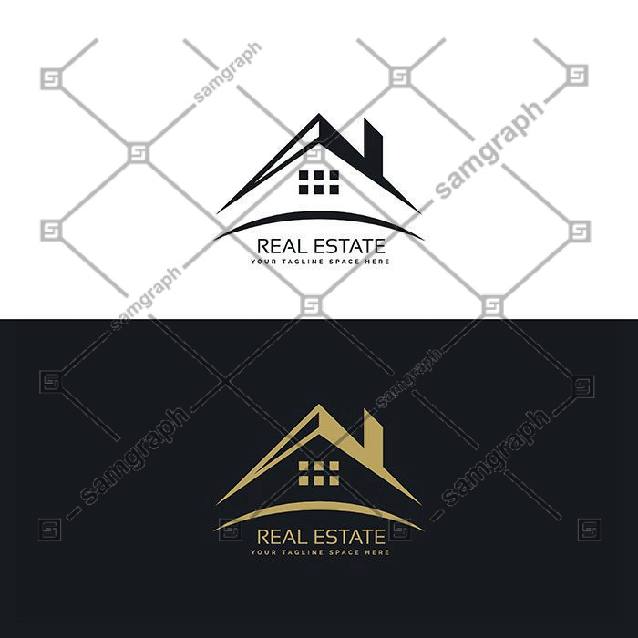 logo design real estate 1 شهری-سیاه-سیلوئت-با رفلکس