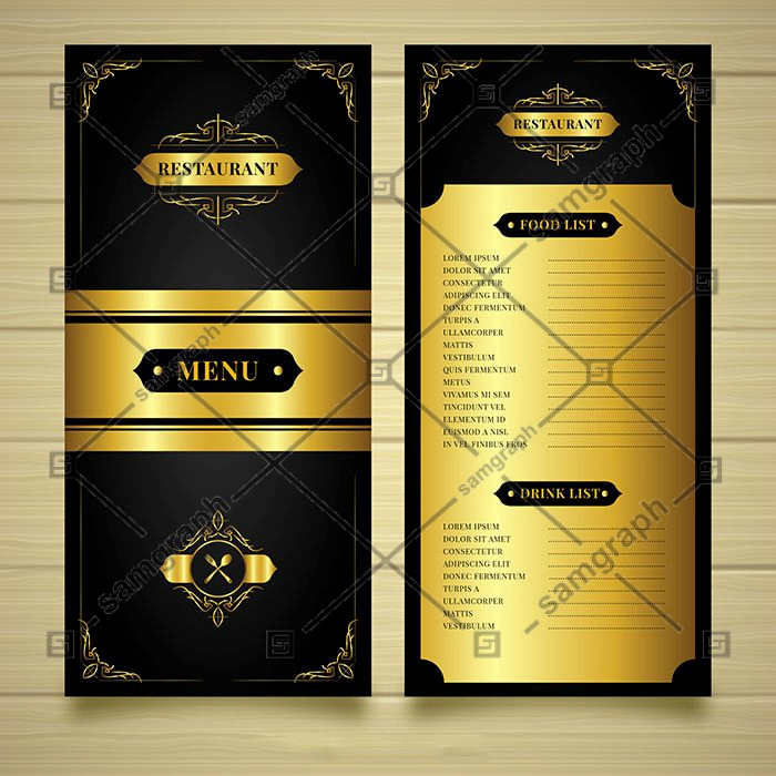 luxury golden menu template 1 کلاسیک-نئون-نشانه-با-سبک یکپارچهسازی با سیستمعامل