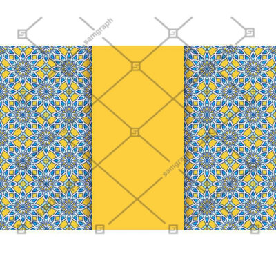 پس زمینه کاشی کاری با رنگ آبی و زرد