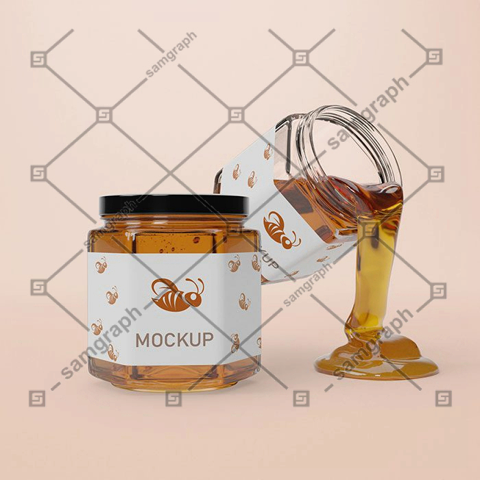 mock up jars with honey 1 نامه-م-مارک-لوکس-لگو-مفهوم-طراحی-وکتور