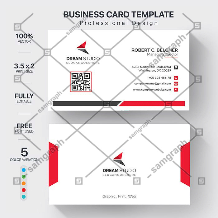 modern business cards template with 5 color variation 1 قالب-کارت-ویپ-با-سبک-نقره ای