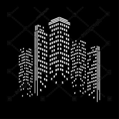 طرح وکتور شهر مدرن و آپارتمانی در نمای شب