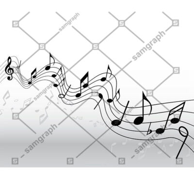 طرح وکتور پنتاگرام و خطوط حامل موسیقی بصورت موجدار