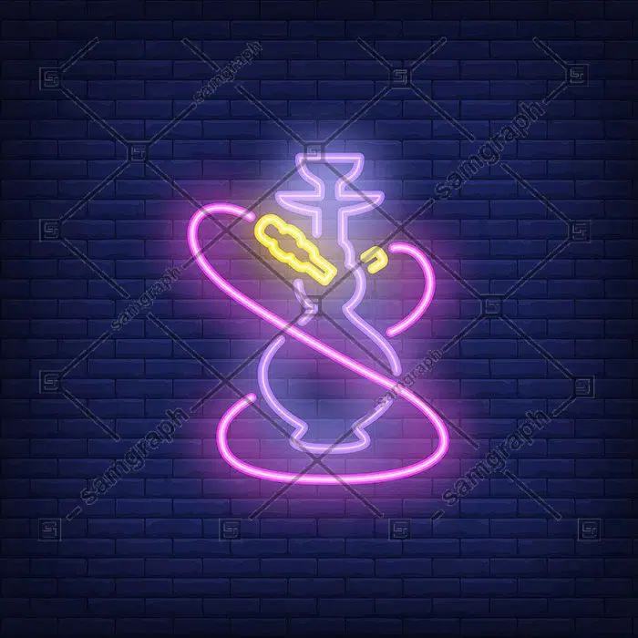 neon icon hookah with two pink hoses 1 نئون-آیکون-قلیان-با-دو-شلنگ صورتی