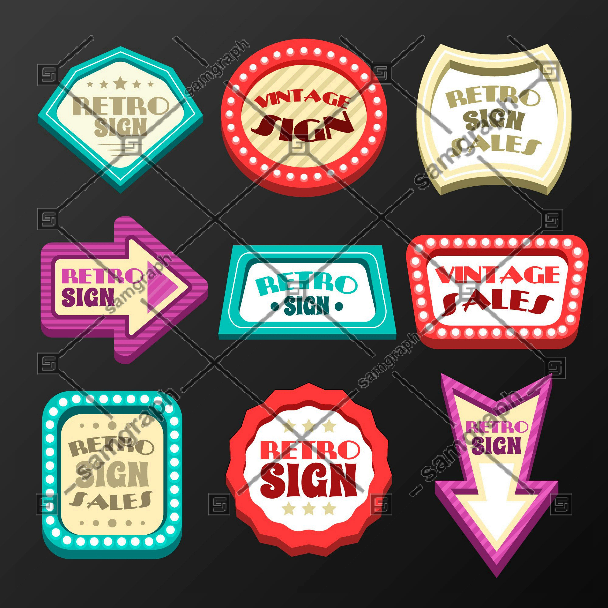nine signs vintage style 1 ماکت-قاب-مفهوم-زیبا