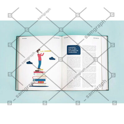 طرح و ماکت کتاب باز با المان های دور اندایشی با مطالعه