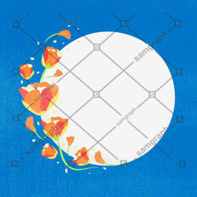 قاب دایره سفید با حاشیه گل