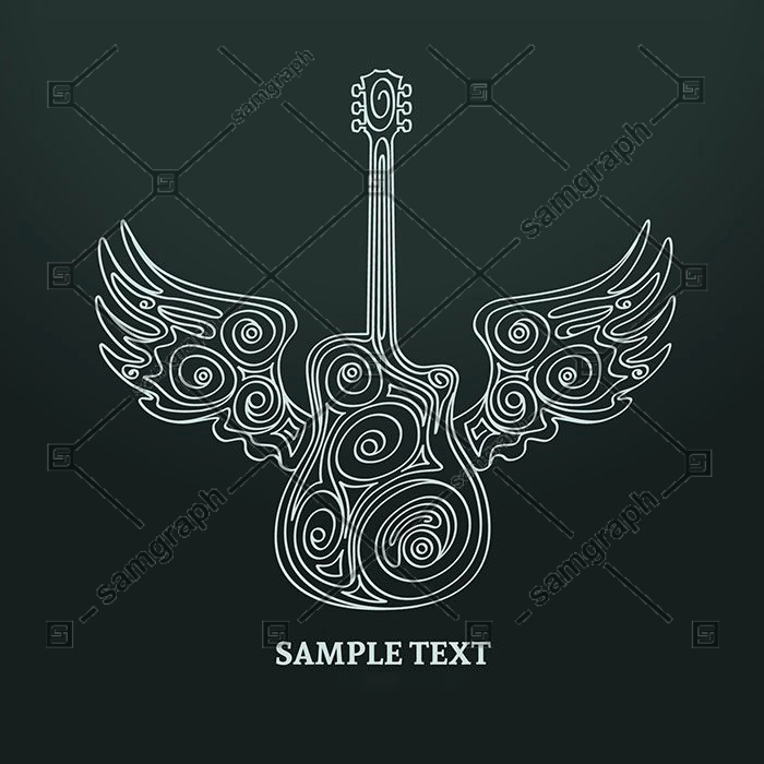 ornamental guitar with wings 1 طرح وکتور بستنی چوبی سه رنگ قلبی