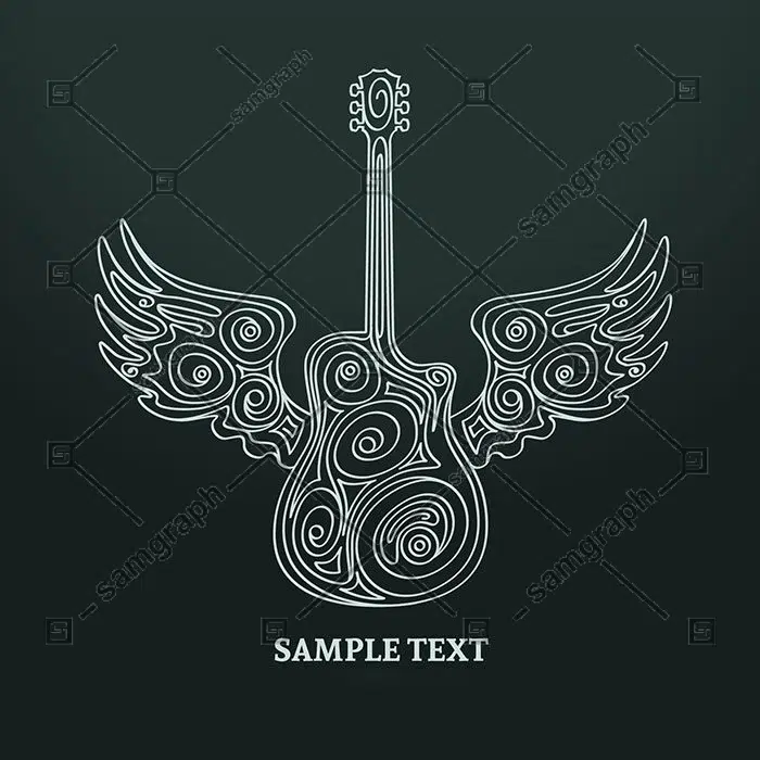 مجموعه بسیار شیک و کاربردی از حاشیه و خطوط جدا کننده بصورت وکتور 1 ornamental guitar with wings 1 زینتی-گیتار-بالدار