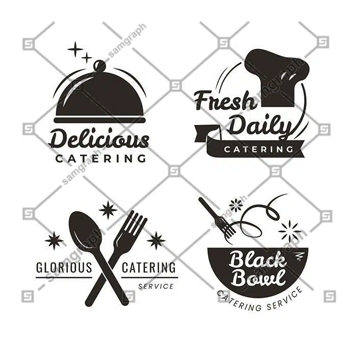 pack flat catering logo templates 1 رستوران-رترو-لوگو-بسته