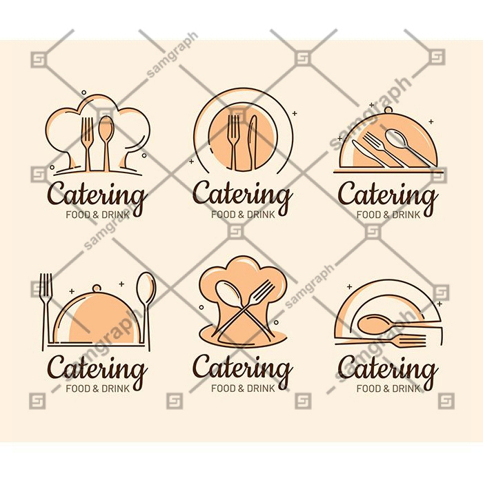 pack flat catering logo templates 3 1 قالب-منو-وینتیج-با-سبک-طلایی