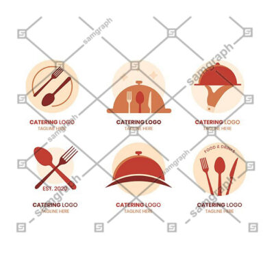 پک 6 تایی لوگو رستوران پیش خدمت و قاشق و چنگال