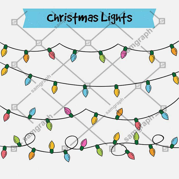 pack hand drawn lights garlands 1 نقطه-چراغ-پس زمینه-مفهوم