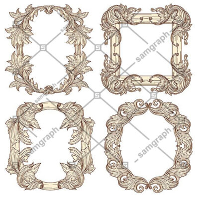 قاب عکس باروک و قاب آیینه چوبی منبت