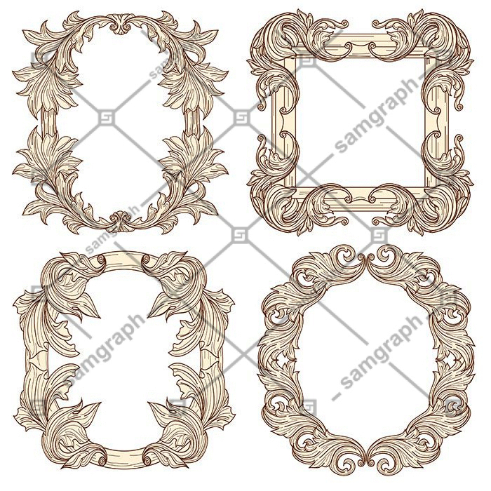 picture frames baroque antique style engraving retro frames 1 وکتور-وینتیج-گوشه-عناصر-قاب-صفحه-تزیین