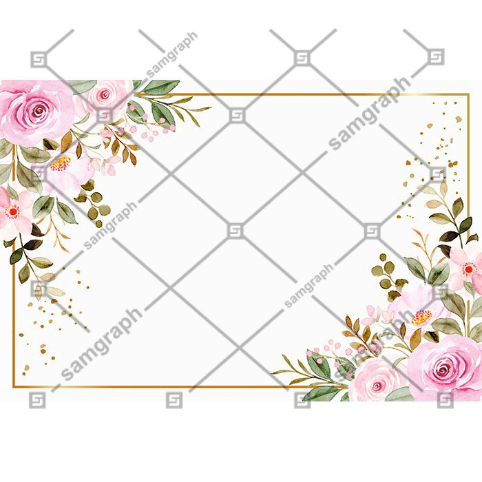 pink flower frame background with watercolor 1