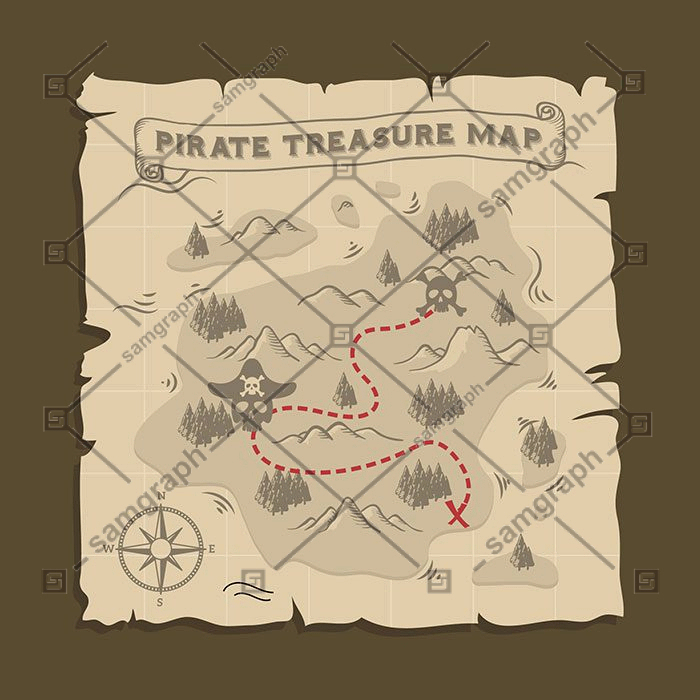 pirate treasure map 1 آیکون سه بعدی نشان دادن دیس لایک
