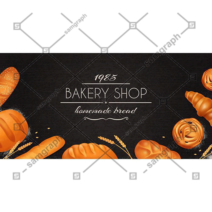 realistic bread bakery composition with bakery shop homemade bakery description set bread 1 قالب-منو-وینتیج-با-سبک-طلایی