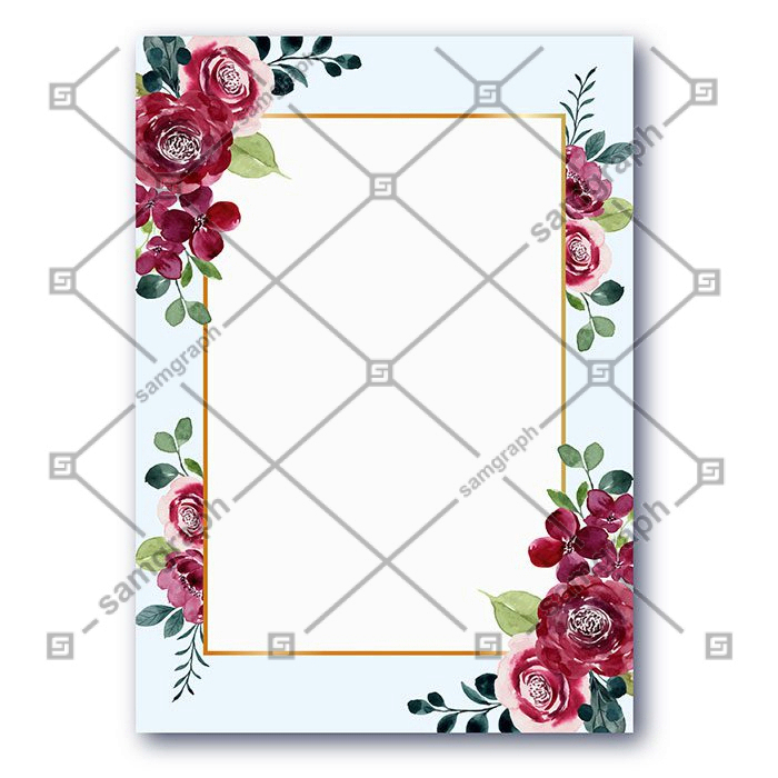 red flower frame with watercolor 1