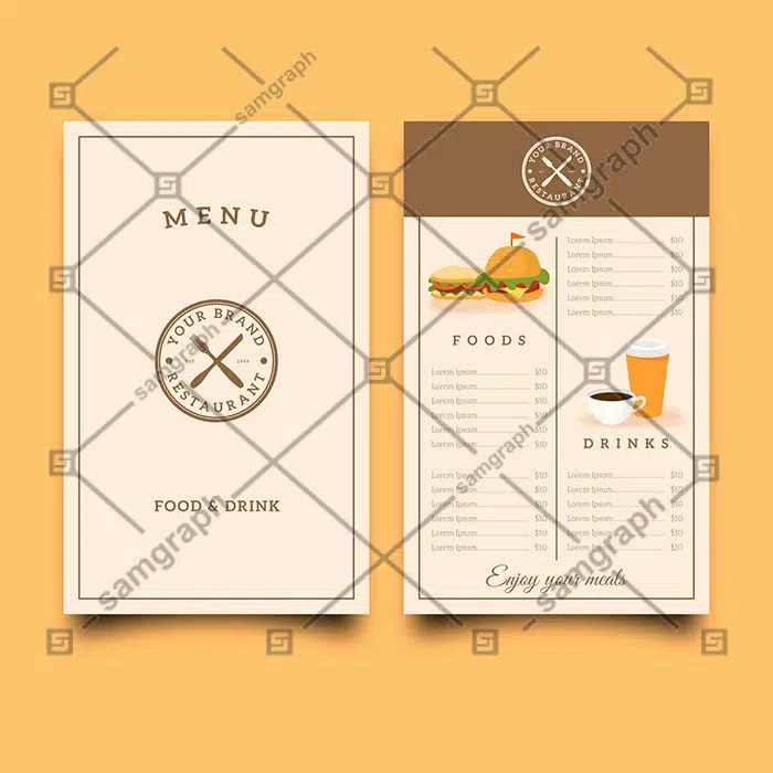 restaurant menu with retro logo 1 قالب-منو-وینتیج-با-سبک-طلایی