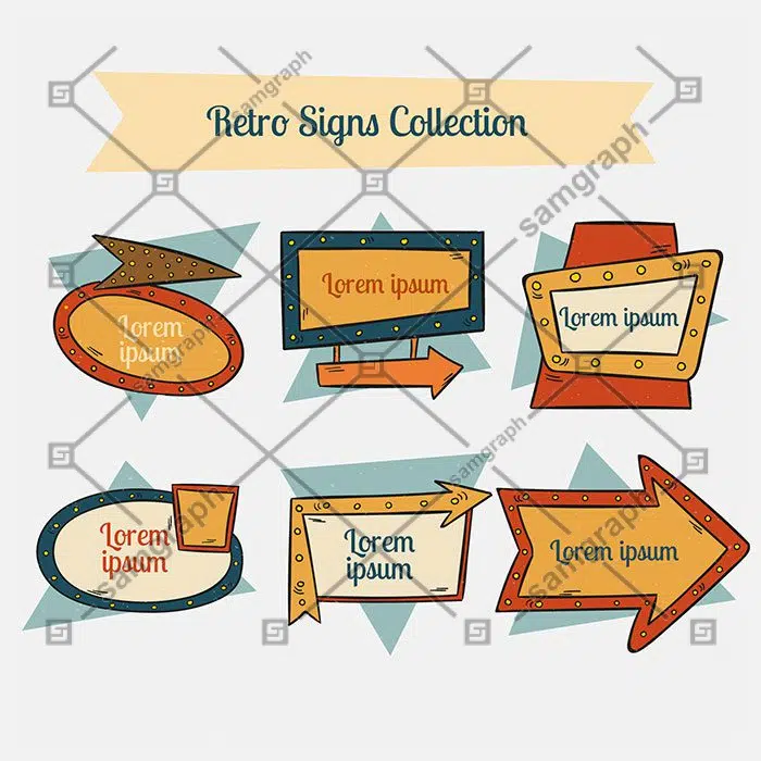 retro signals hand drawn style 1 مجموعه-گوشه-حاشیه-تصویرسازی-زینتی-قاب-تک رنگ-سبک