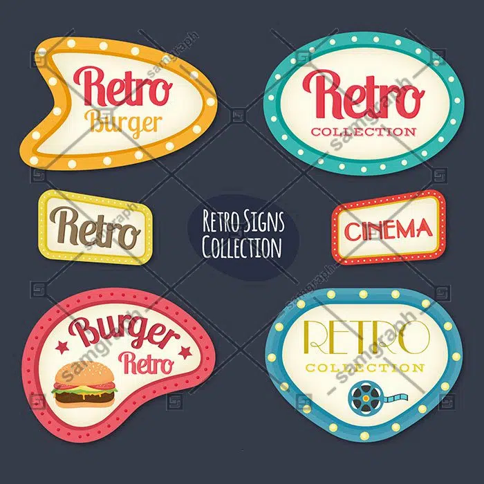 retro signals with lights 1 مجموعه-گوشه-حاشیه-تصویرسازی-زینتی-قاب-تک رنگ-سبک
