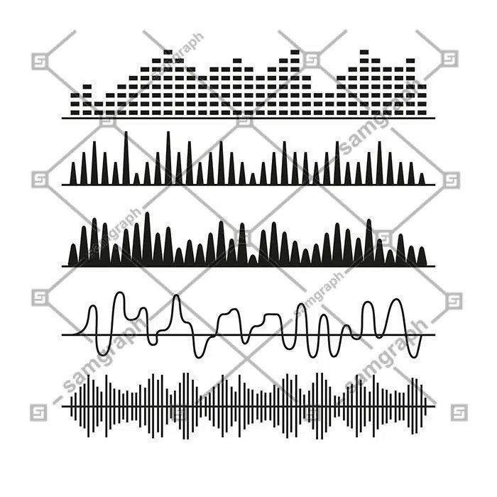 selection black sound waves with different designs 1 مجموعه-گوشه-حاشیه-تصویرسازی-زینتی-قاب-تک رنگ-سبک