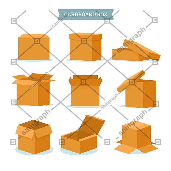 set cardboard boxes shipping 1 مجموعه-گوشه-حاشیه-تصویرسازی-زینتی-قاب-تک رنگ-سبک