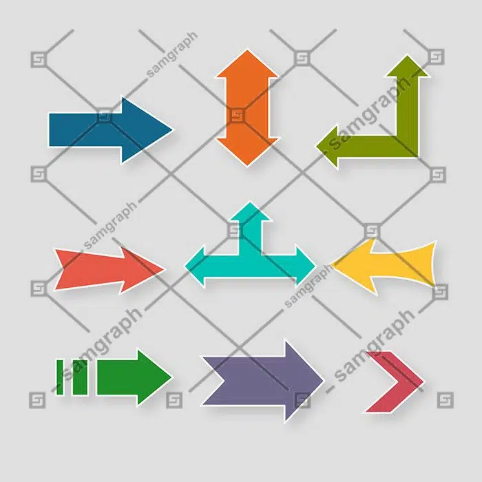 set colorful arrow stickers flat design 1 مجموعه-گوشه-حاشیه-تصویرسازی-زینتی-قاب-تک رنگ-سبک