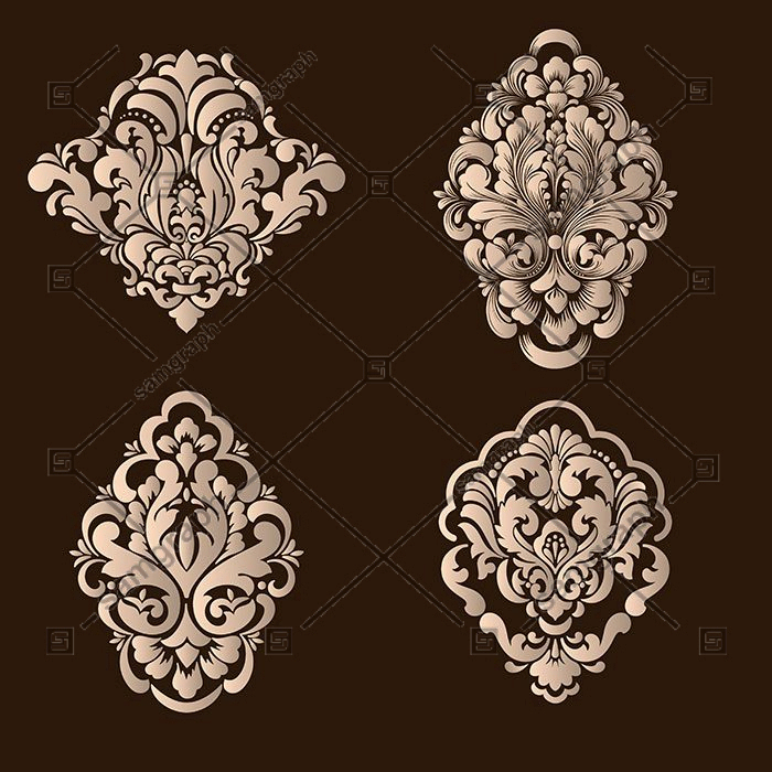 set damask ornamental elements 1