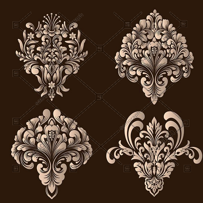 set damask ornamental elements elegant floral abstract elements design 1 لوگو دیزاین طرح بال