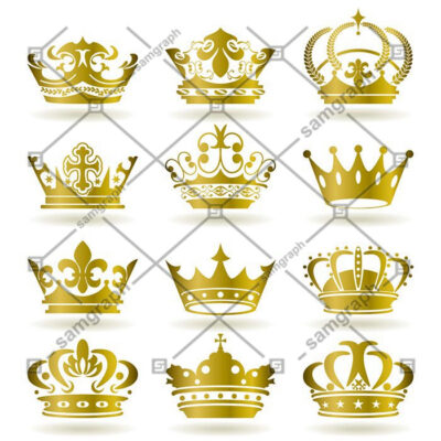 ست و مجموعه 9 تایی تاج طلایی و فلت