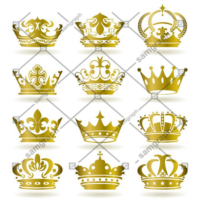 set of gold color crown vector 1 1 آیکون لایک