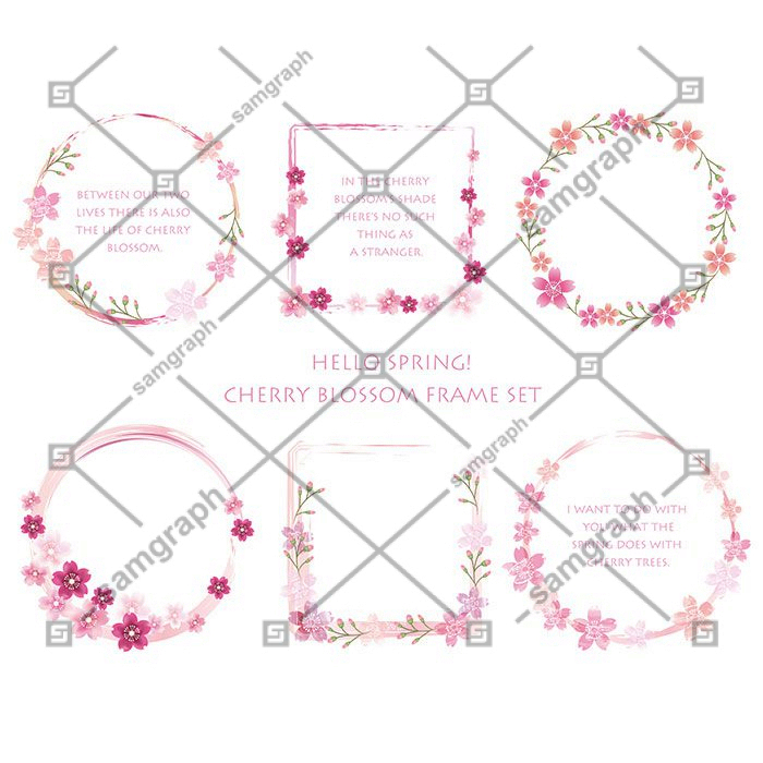 set vector cherry blossom frames with floral decorations 1 ست-وکتور-قاب-شکوفه-گیلاس-با-تزیینات-گل