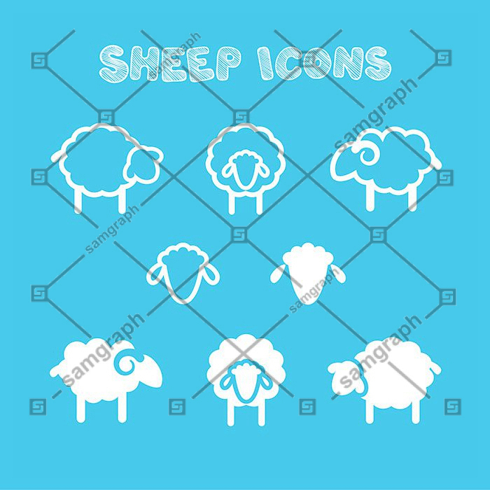 sheep icons 1 سفید-درخشش-لنز-شعله ور-بزرگ-ست