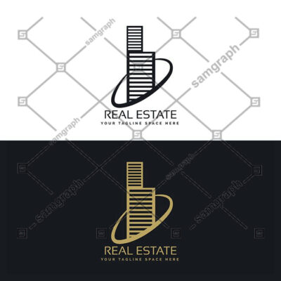 طرح وکتور و آرم و لوگو آسمان خراش مناسب مشاور املاک