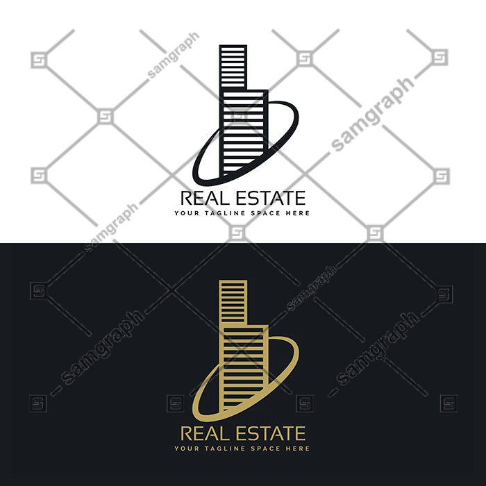 skyscraper real estate logo 1 شهری-سیاه-سیلوئت-با رفلکس