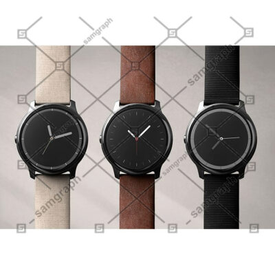 تصویر با کیفیت ساعت هوشمند مچی با دسته های مشکی قهوه ای  کرم چرم