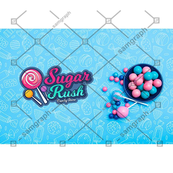 sugar rush top view with plate candies 1 وکتور اسلیمی