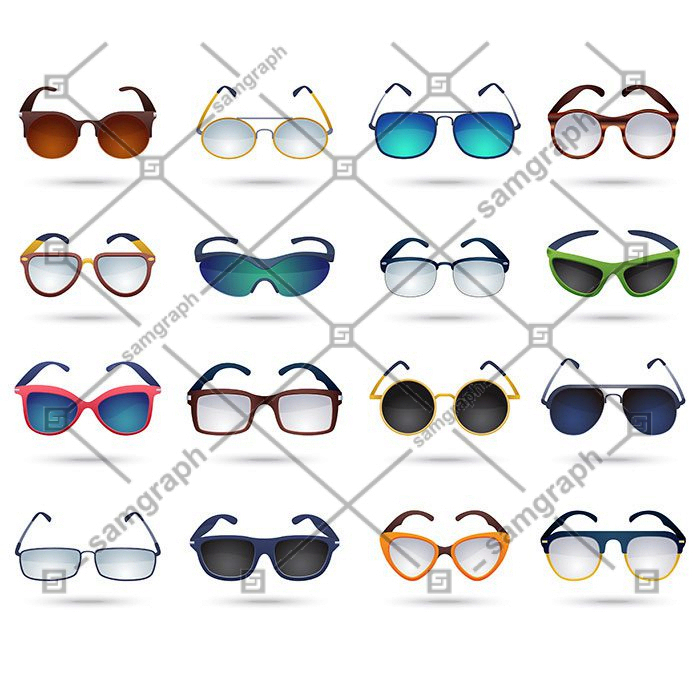 sunglasses fashion reflection mirror icons set 1 سفید-عروسی-زن-لباس-با-حجاب