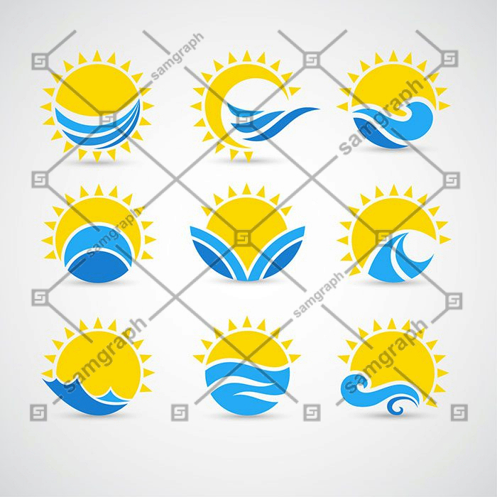 suns waves icons 1 لوگو دیزاین طرح بال