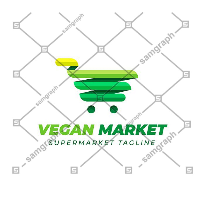 supermarket logo design with green cart 1 لوگو دیزاین طرح بال
